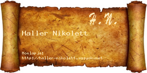 Haller Nikolett névjegykártya